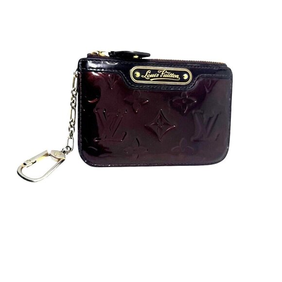 Louis Vuitton key ring coin pouch Vernis Bordeaux Pochette wallet patent leather - Picture 3 of 14